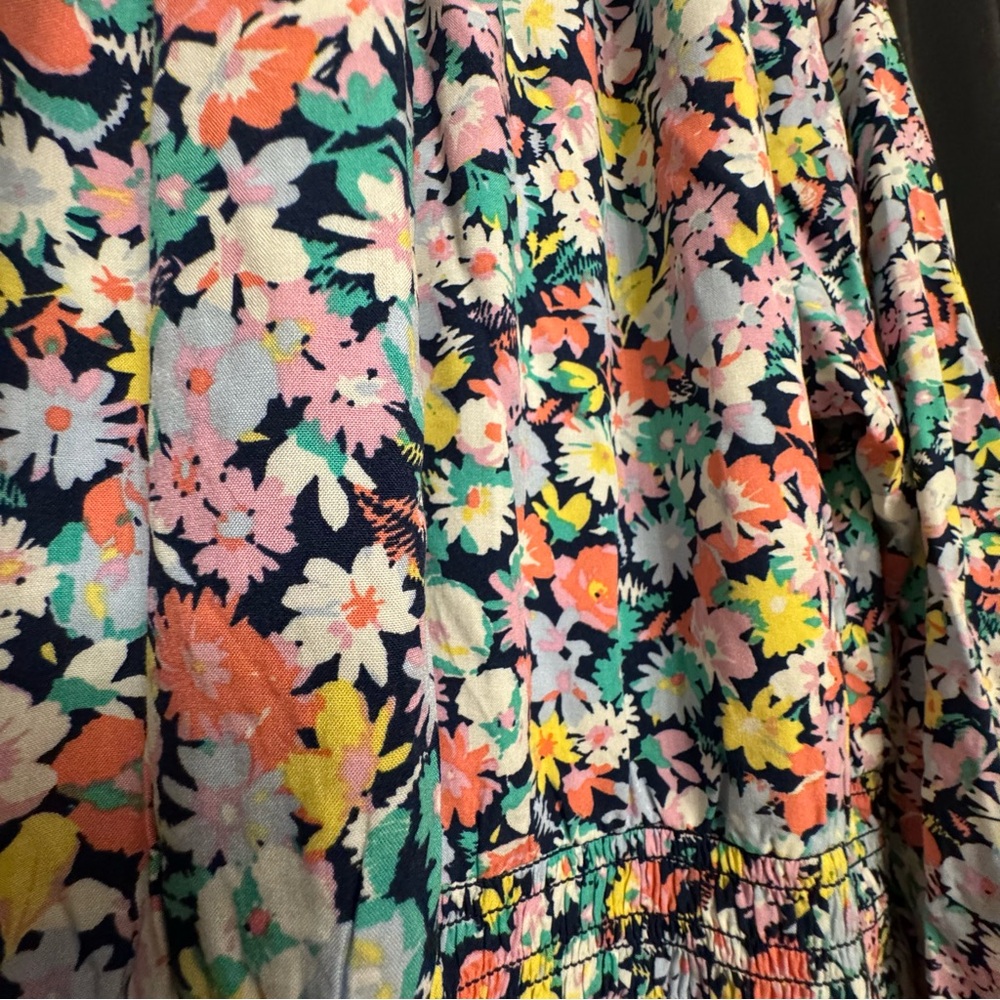 Gap Women’s Size L Relaxed Smocked Splitneck‎ Mini Dress Spring Floral - Picture 10 of 11